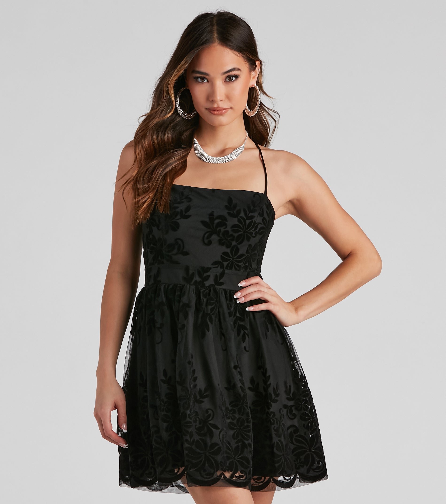 Willa Flocked Velvet Party Dress - Image 5