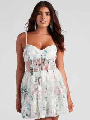 Gabriella Floral Mesh Party Dress