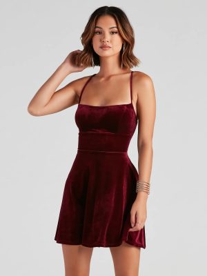 Liliane Velvet Lace-Up Party Dress