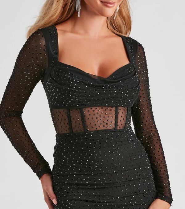 Patty Heat Stone Mesh Mini Dress - Image 4
