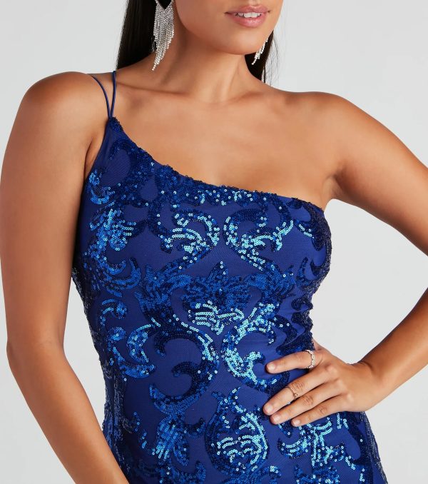 Kai Formal One-Shoulder Sequin Short Dress - Image 4