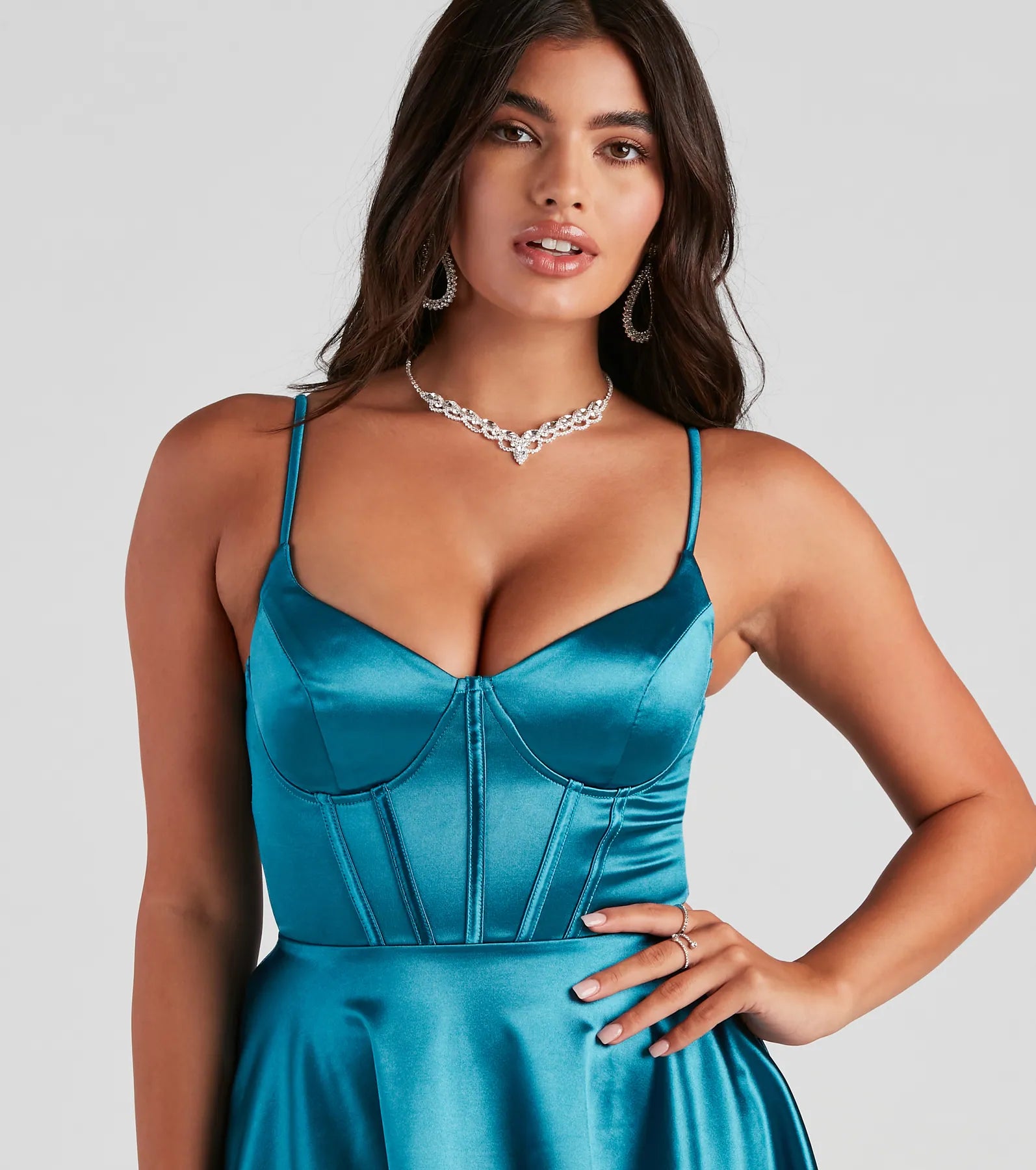 Macie Satin Corset Party Dress - Image 8