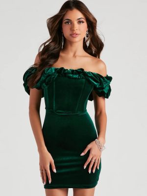 Beth Velvet Ruffle Party Dress