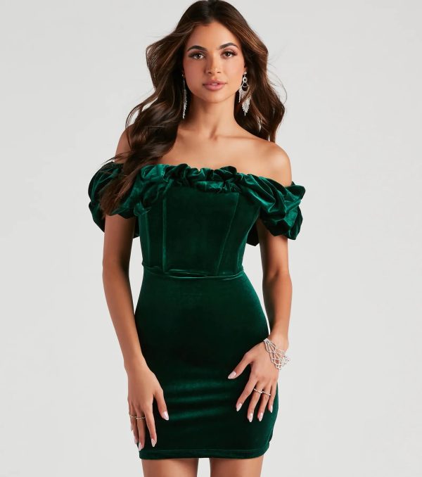 Beth Velvet Ruffle Party Dress