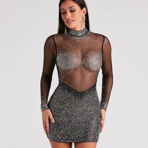 Tate Rhinestone Mesh Party Dress