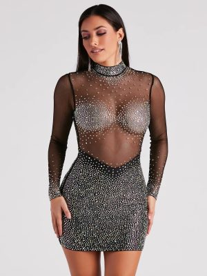 Tate Rhinestone Mesh Party Dress
