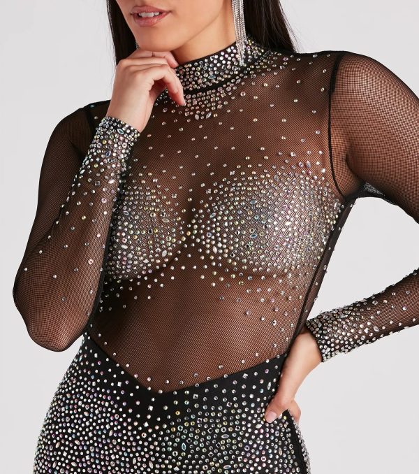 Tate Rhinestone Mesh Party Dress - Image 4