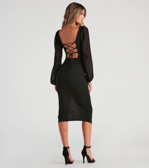 Violeta Chiffon Sleeve Crepe Midi Dress - Image 2