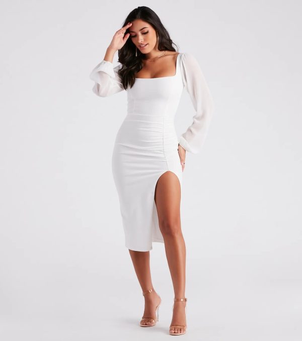 Violeta Chiffon Sleeve Crepe Midi Dress - Image 5