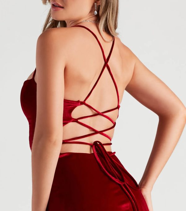 Kat Formal Velvet Slit Midi Dress - Image 4
