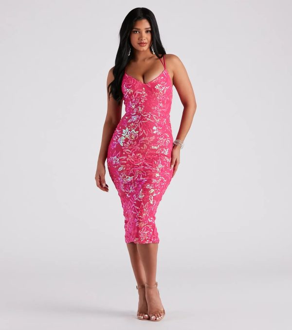 Emely Sequin Mesh Double X-Back Midi Formal Dress - Image 6