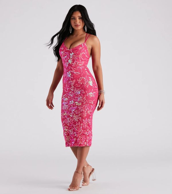 Emely Sequin Mesh Double X-Back Midi Formal Dress - Image 7