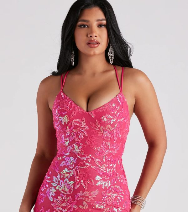 Emely Sequin Mesh Double X-Back Midi Formal Dress - Image 8