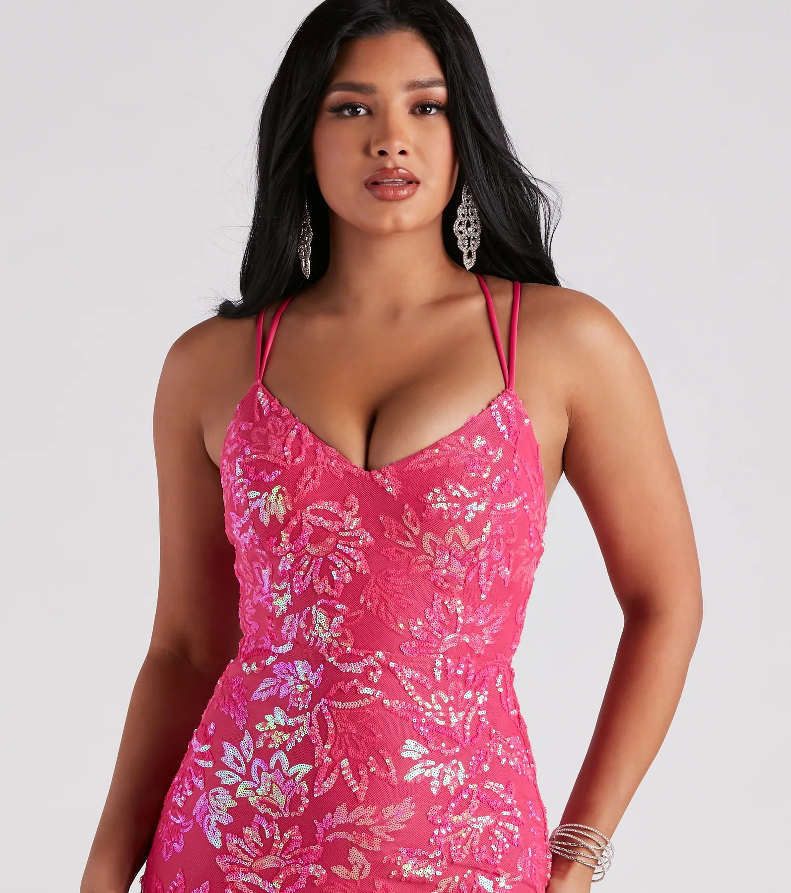 Emely Sequin Mesh Double X-Back Midi Formal Dress - Image 8