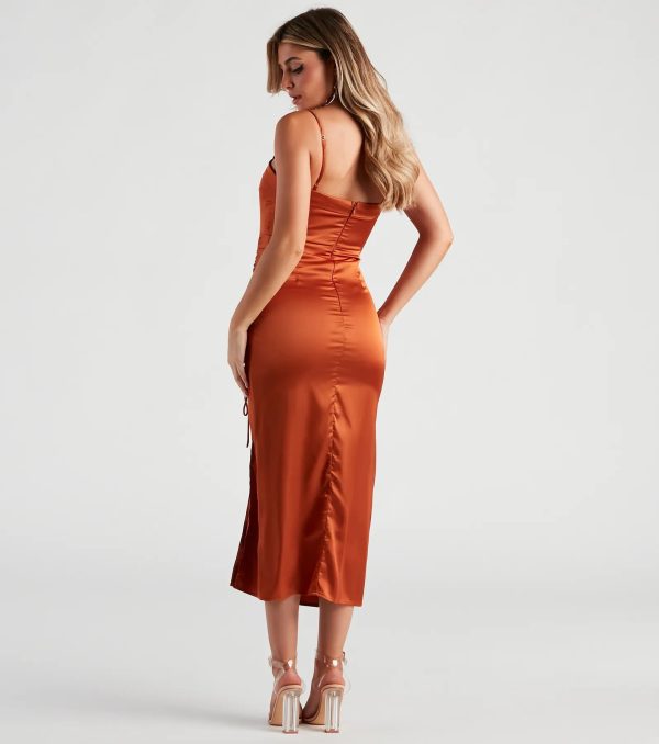 Melany Satin Chain Strap Midi Dress - Image 2