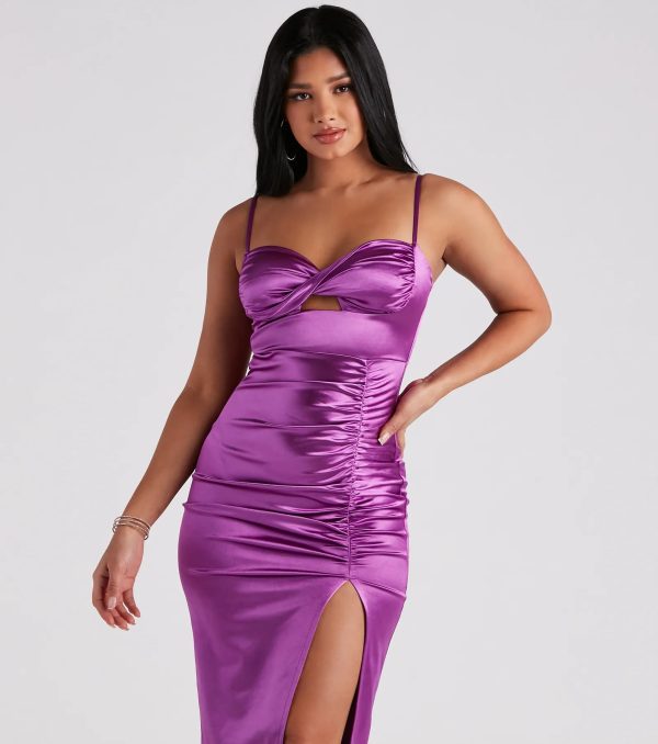 Twyla Formal Satin Cutout Midi Dress - Image 8