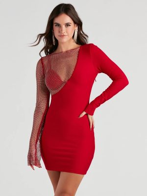 Diana Rhinestone Mesh Party Dress