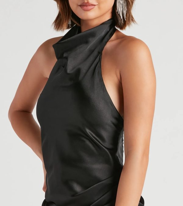 Caroline Halter Neck Satin Mini Dress - Image 8