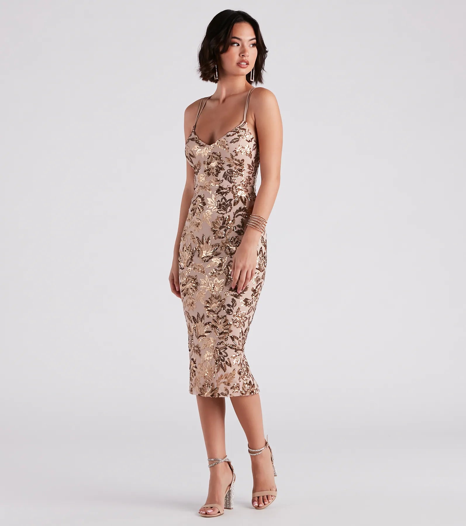Adora Formal Sequin Midi Dress - Image 3