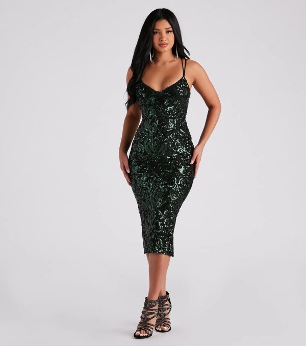 Adora Formal Sequin Midi Dress - Image 9