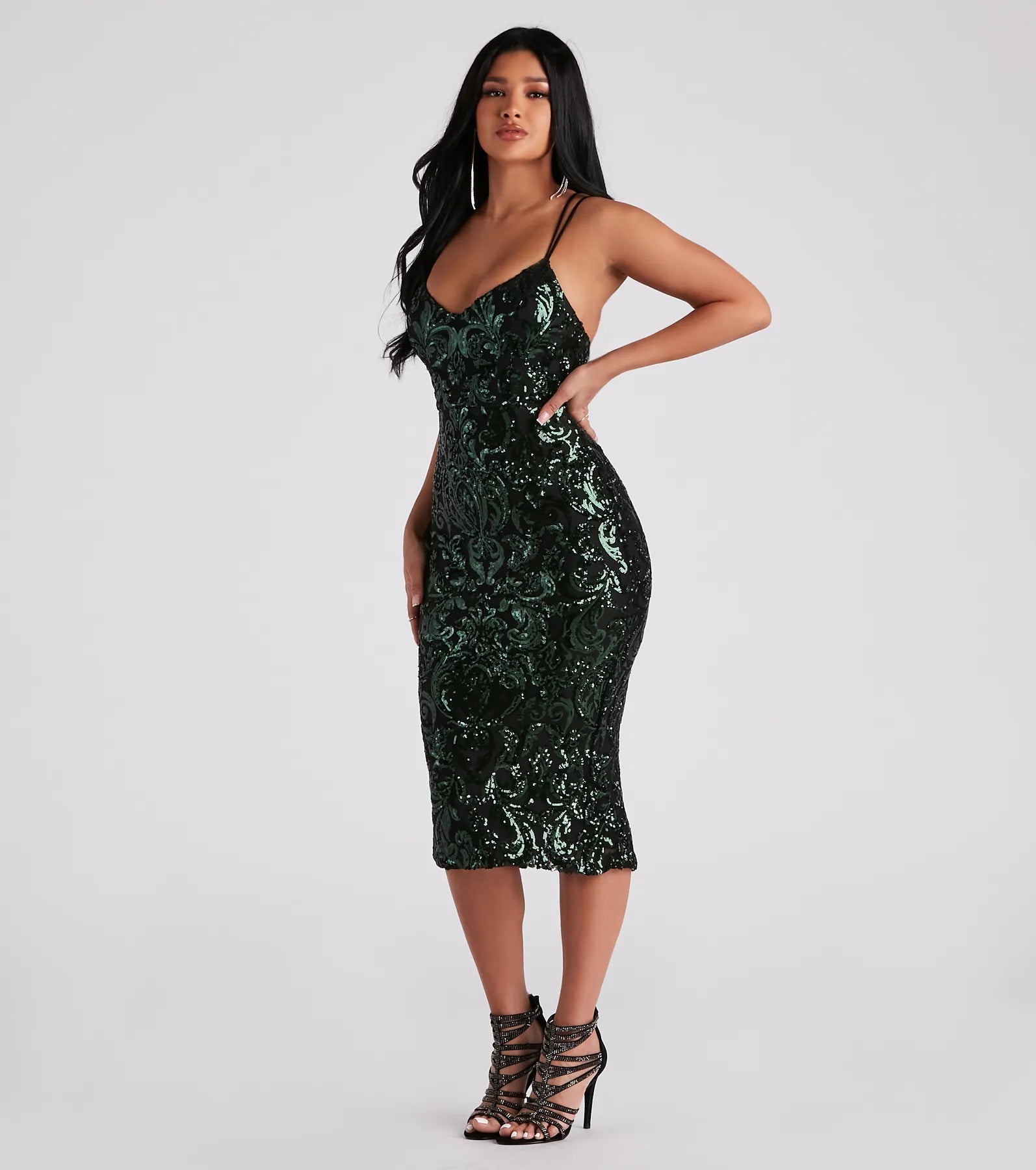 Adora Formal Sequin Midi Dress - Image 11