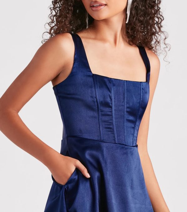 Genesis Satin Corset A-Line Party Dress - Image 4