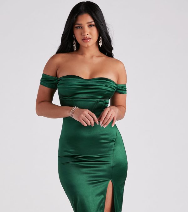 Kathryn Formal Satin Corset Midi Dress - Image 4