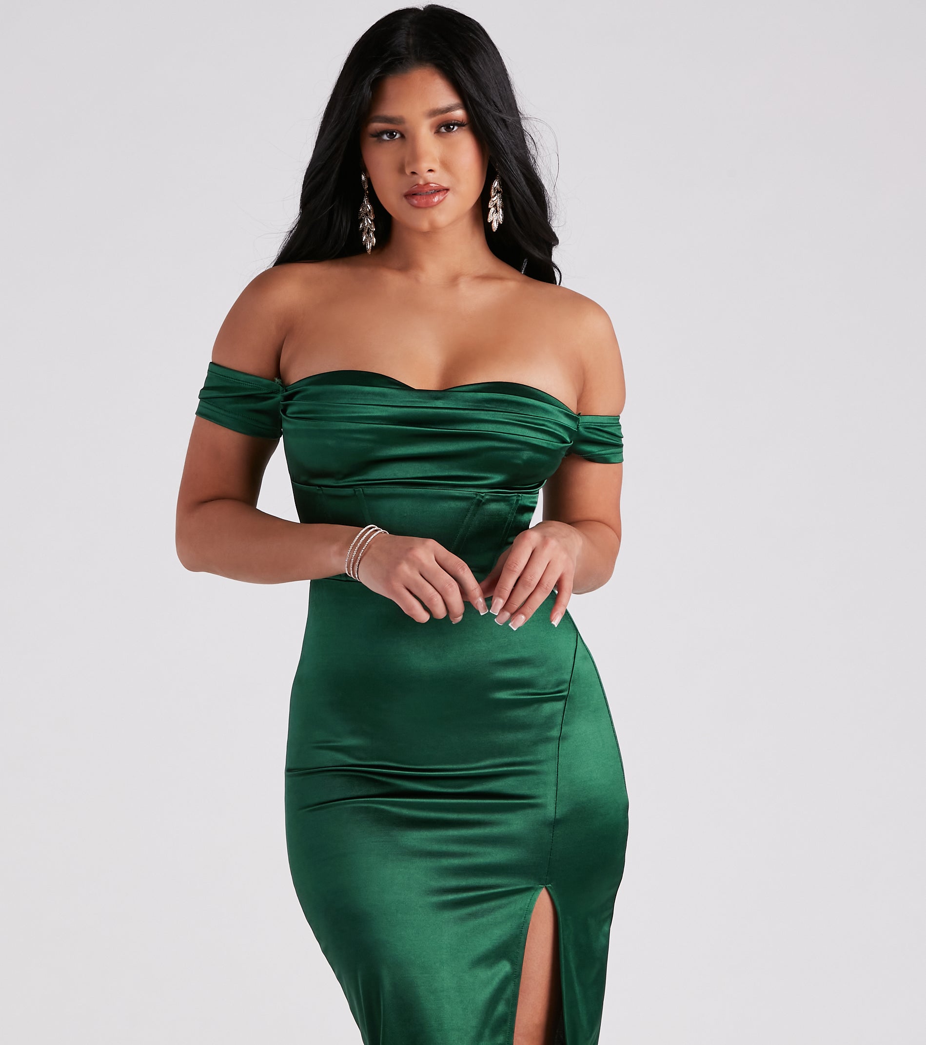 Kathryn Formal Satin Corset Midi Dress - Image 4