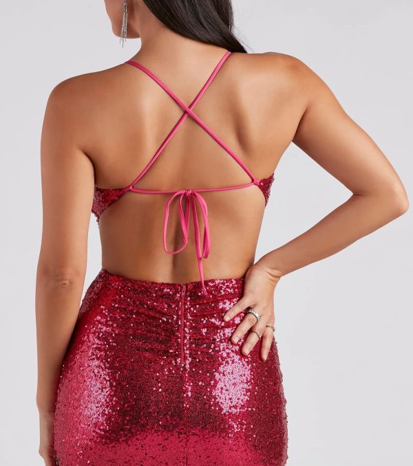 Elsie Ruched Sequin Mini Dress - Image 8