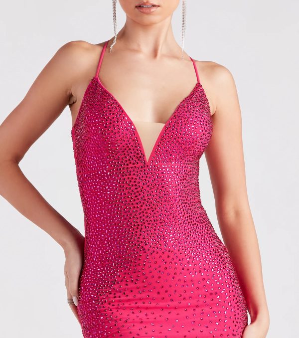Francesca Rhinestone Lace-Up Party Dress - Image 4