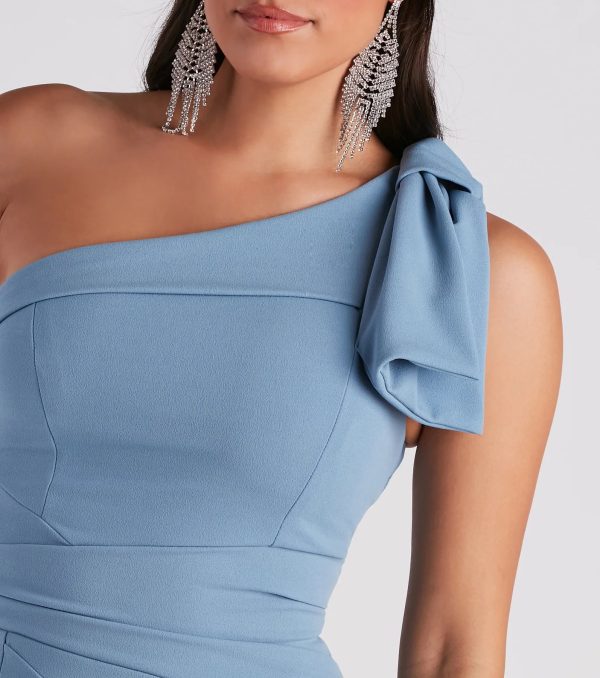 Anabella Formal Crepe Bow Midi Dress - Image 4
