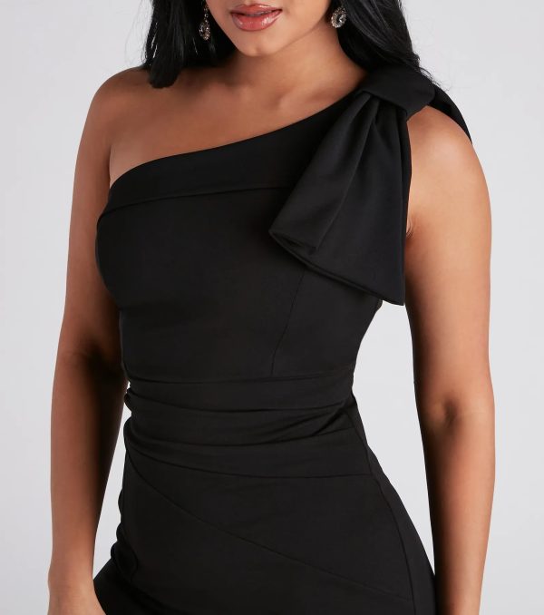 Anabella Formal Crepe Bow Midi Dress - Image 8