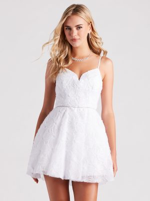 Janelly Floral Mesh Rhinestone Party Dress