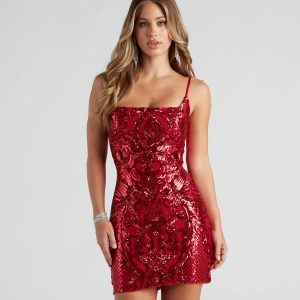 Ashley Sequin Mesh Short Dress