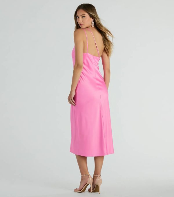 Winnie Formal Satin One-Shoulder Midi Dress - Image 2