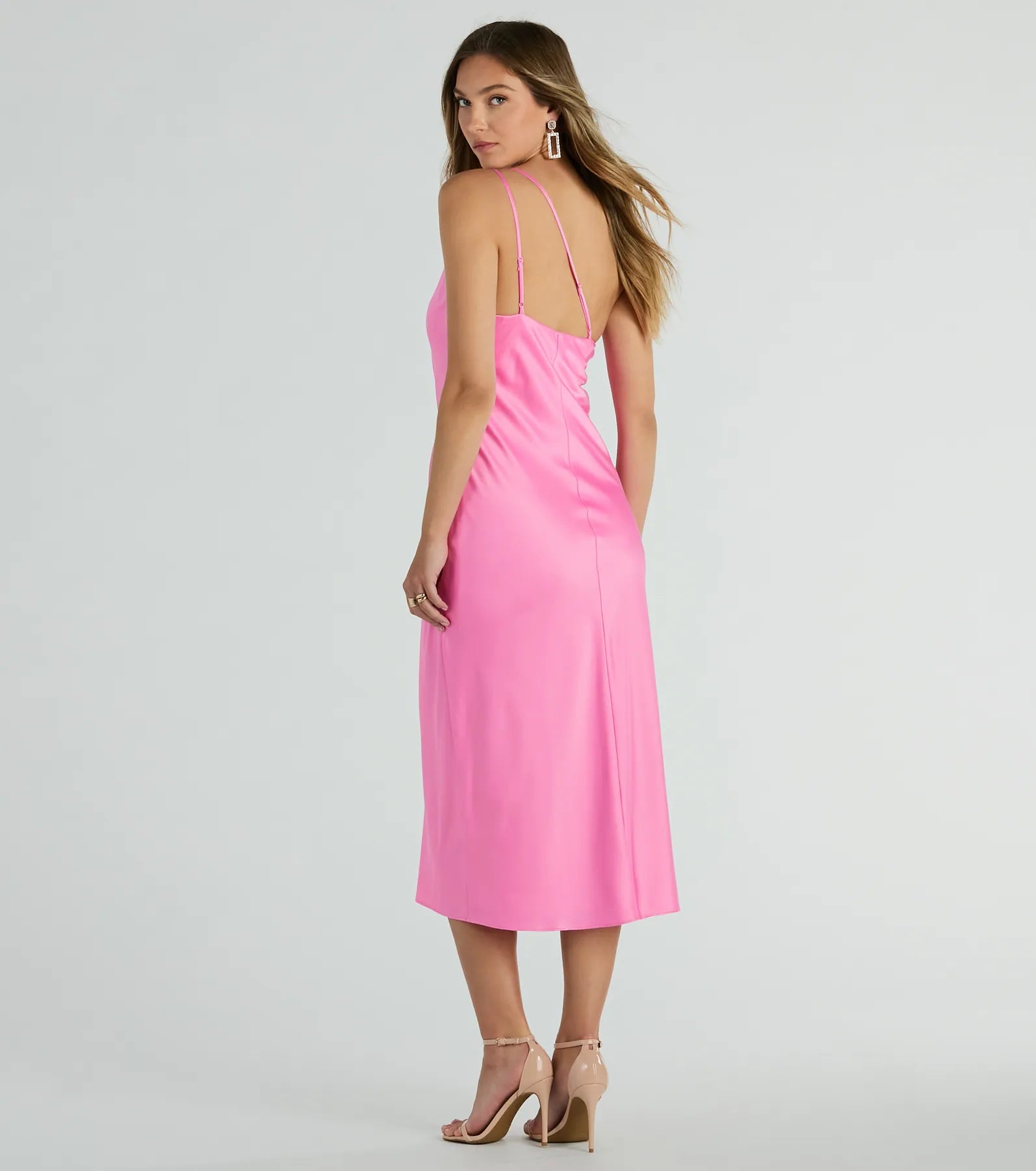 Winnie Formal Satin One-Shoulder Midi Dress - Image 2