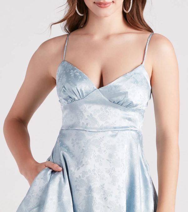 Kara Formal Floral Satin Skater Dress - Image 4