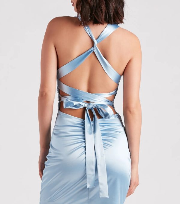 Kylee Satin Lace-Up Party Dress - Image 8