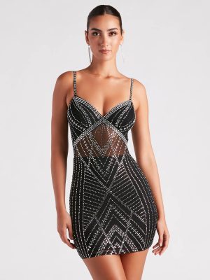 Nessa Rhinestone Mesh Party Dress