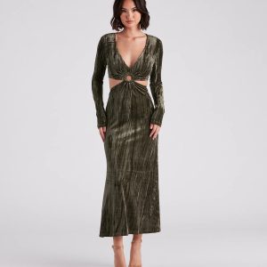 Kori Formal Velvet Cutout Midi Dress