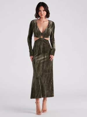Kori Formal Velvet Cutout Midi Dress