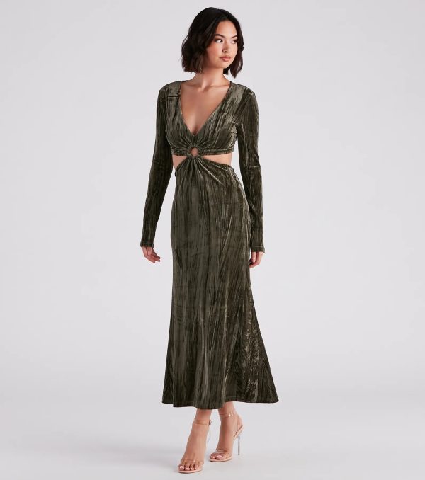 Kori Formal Velvet Cutout Midi Dress - Image 3