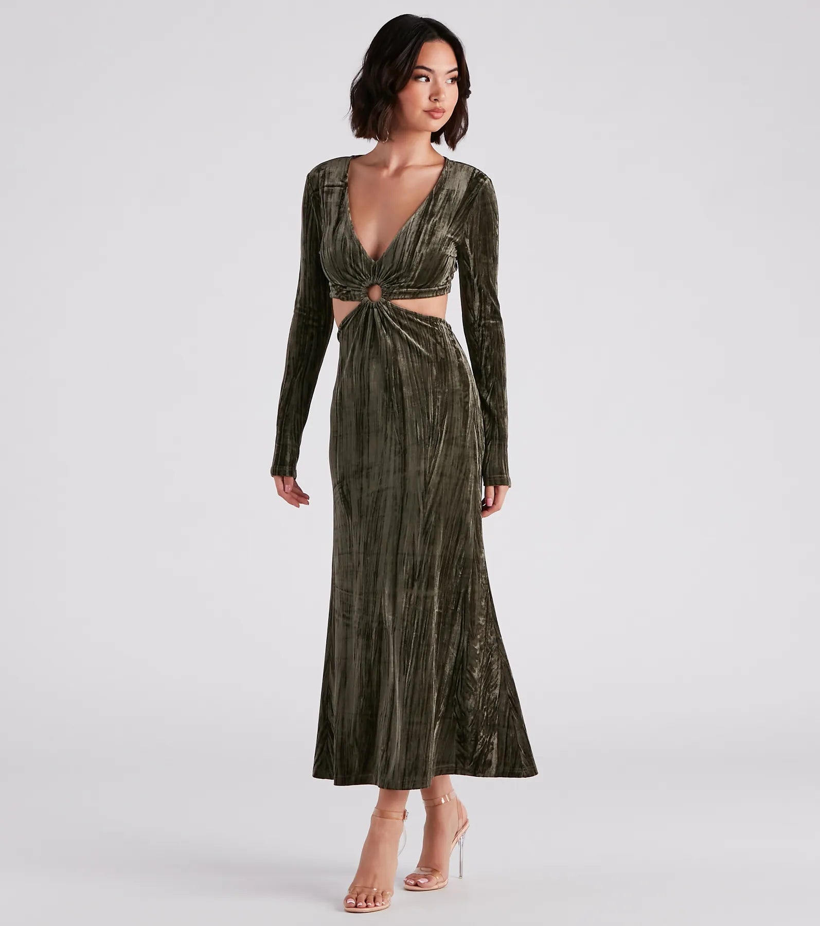 Kori Formal Velvet Cutout Midi Dress - Image 3