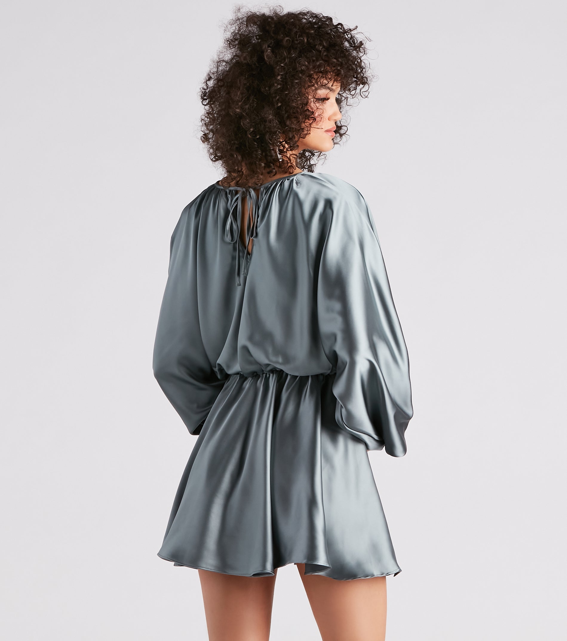 Nancy Formal Satin Short Dress - Image 2