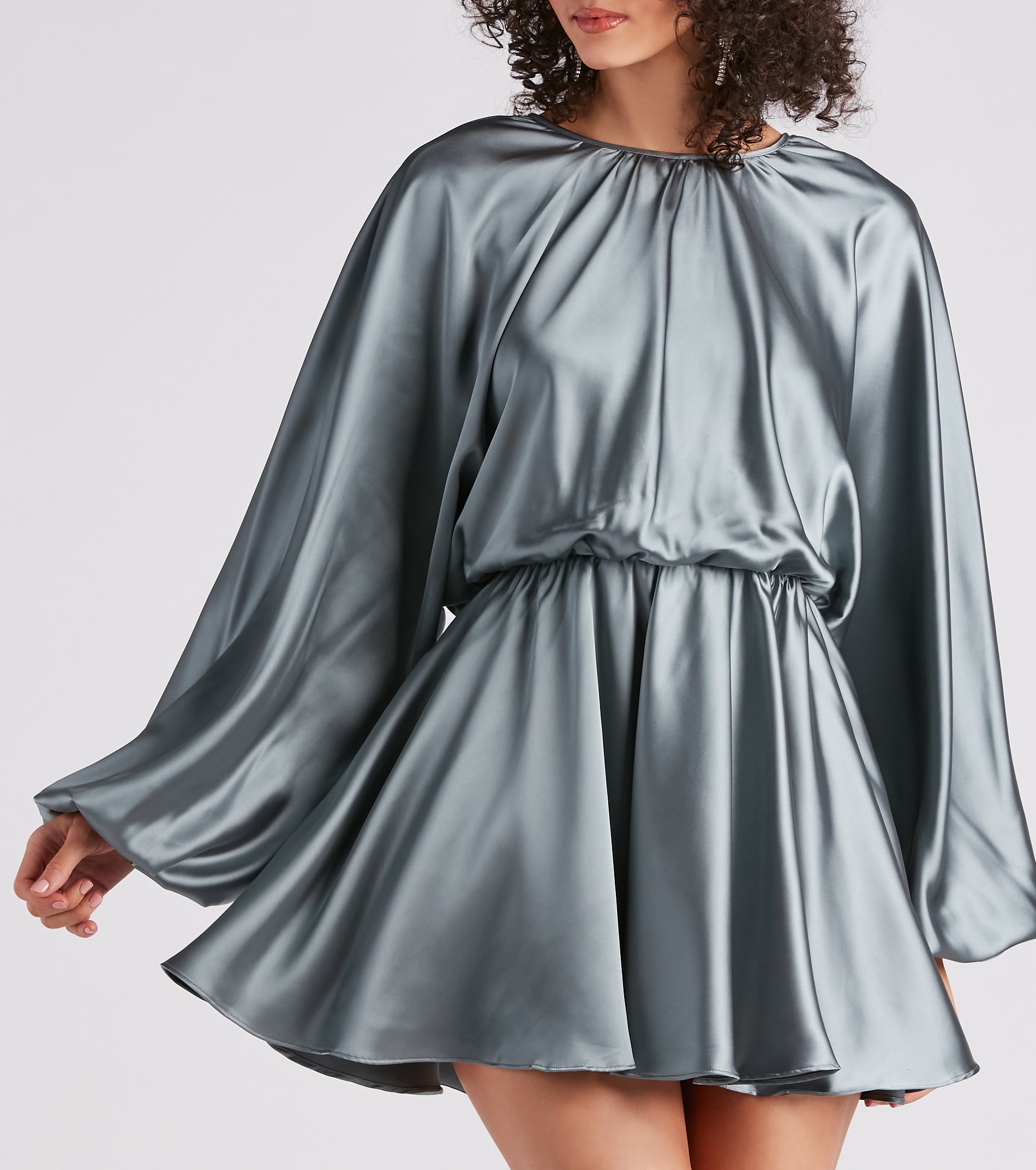 Nancy Formal Satin Short Dress - Image 4