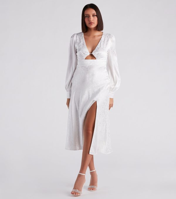 Kacy Formal Satin Cutout Midi Dress - Image 5