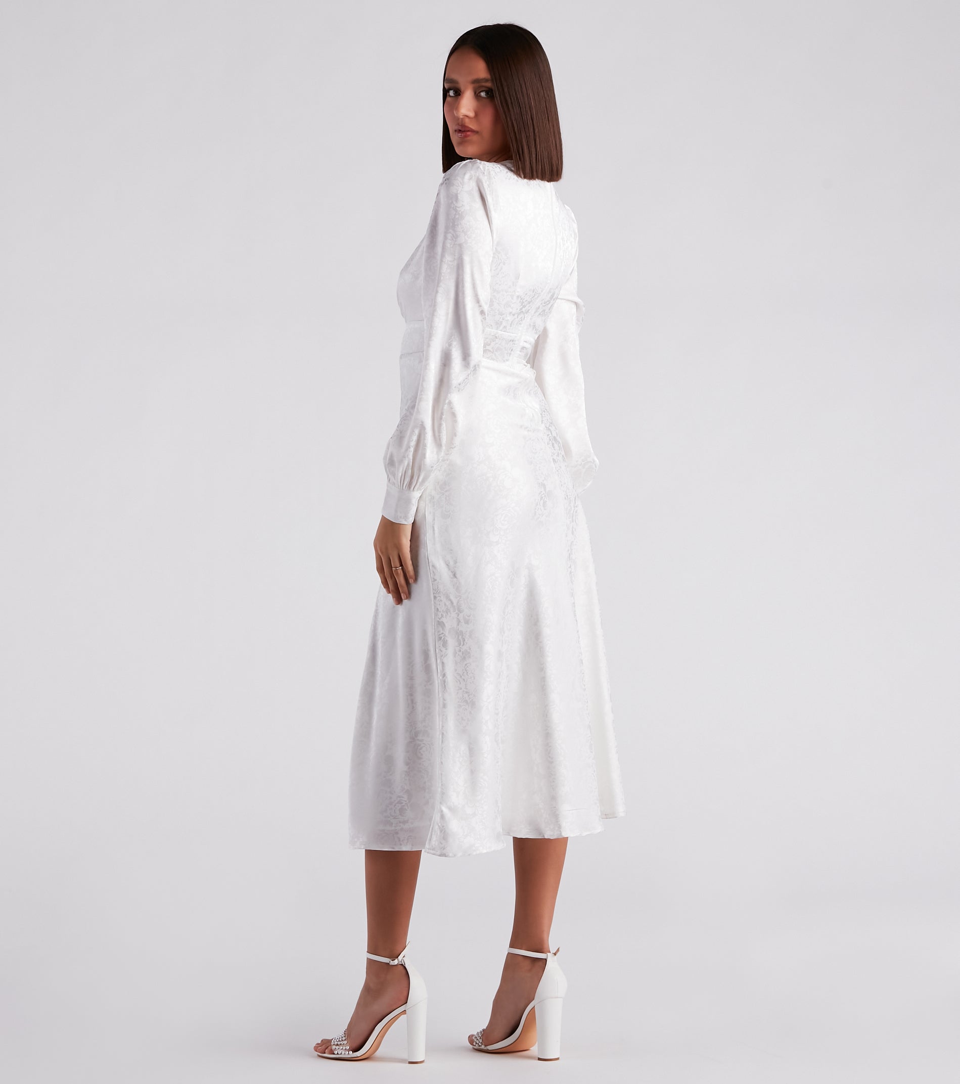 Kacy Formal Satin Cutout Midi Dress - Image 6