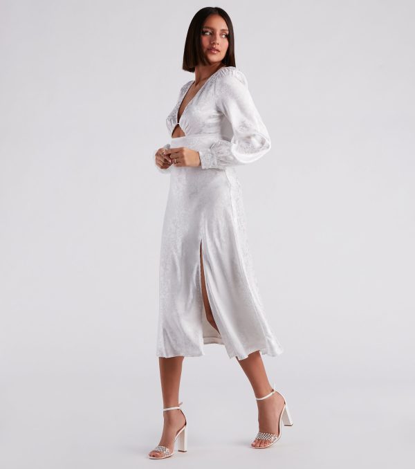 Kacy Formal Satin Cutout Midi Dress - Image 7