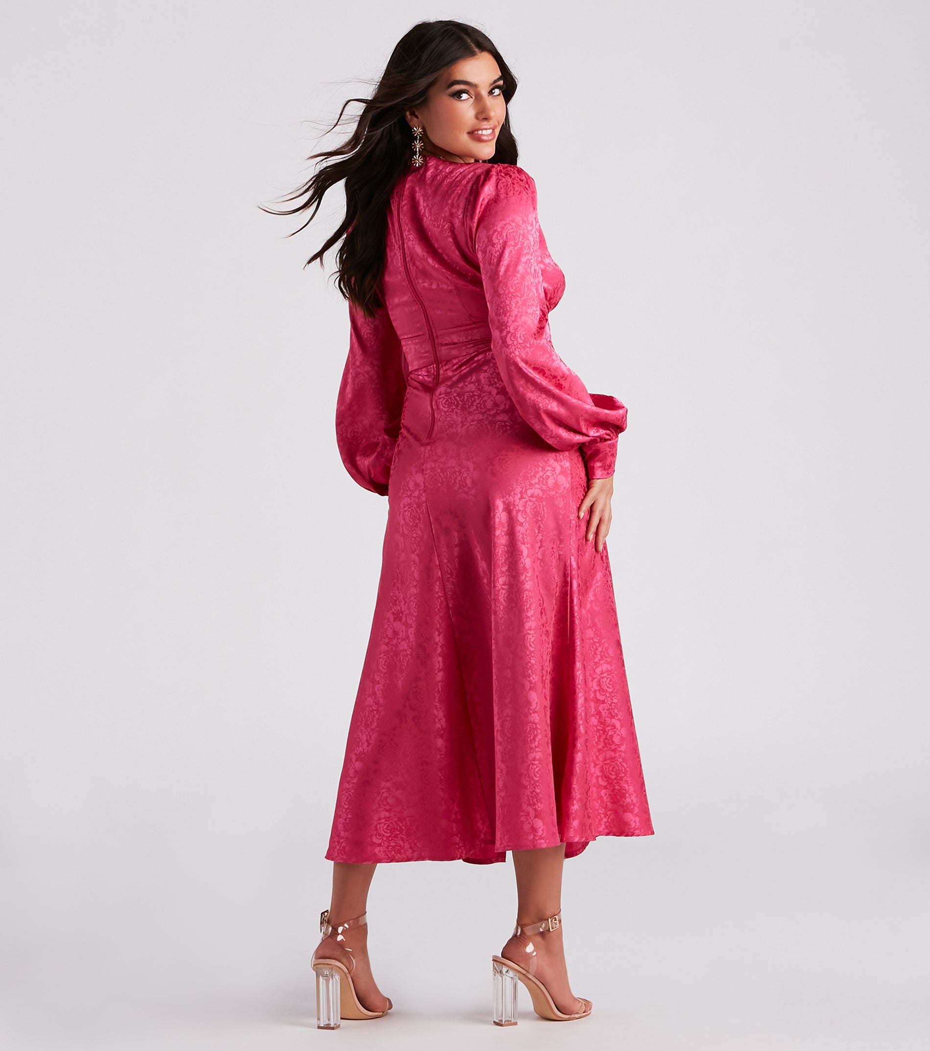 Kacy Formal Satin Cutout Midi Dress - Image 2