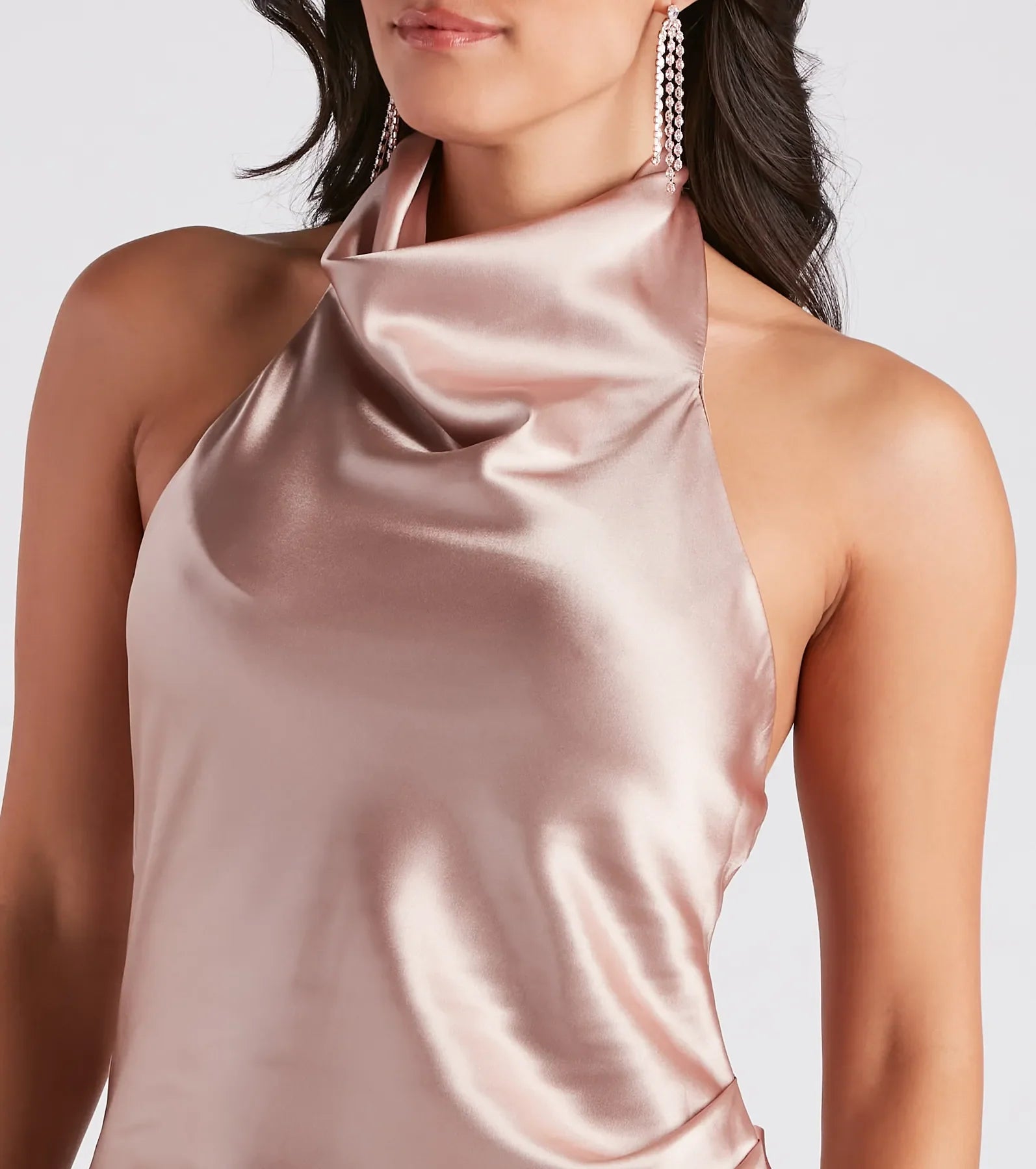 Caroline Halter Neck Satin Mini Dress - Image 4